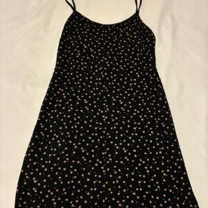 Brandy Melville Cotton Dress - Black with flower buds - Like new